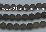 CAG9310 15.5 inches 4mm round matte grey agate beads wholesale