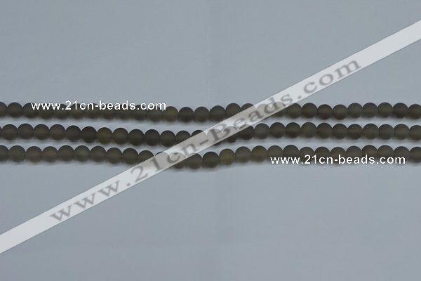 CAG9310 15.5 inches 4mm round matte grey agate beads wholesale