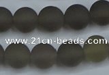 CAG9314 15.5 inches 12mm round matte grey agate beads wholesale