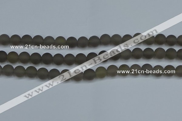 CAG9314 15.5 inches 12mm round matte grey agate beads wholesale