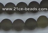 CAG9315 15.5 inches 14mm round matte grey agate beads wholesale