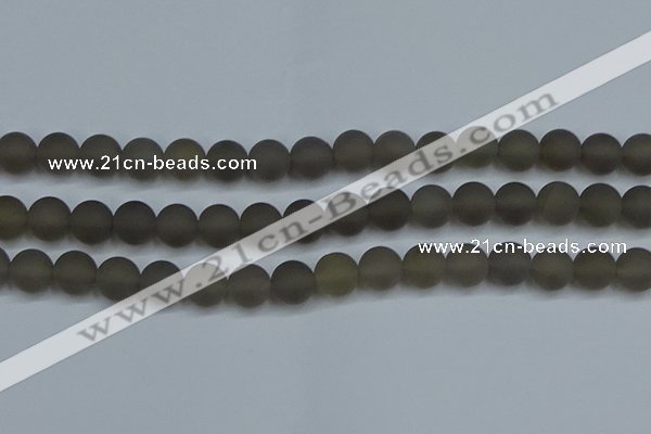 CAG9315 15.5 inches 14mm round matte grey agate beads wholesale