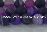 CAG9321 15.5 inches 8mm round matte line agate beads wholesale