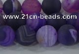 CAG9322 15.5 inches 10mm round matte line agate beads wholesale