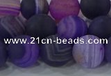 CAG9323 15.5 inches 12mm round matte line agate beads wholesale