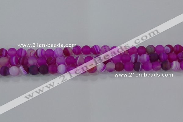 CAG9326 15.5 inches 6mm round matte line agate beads wholesale