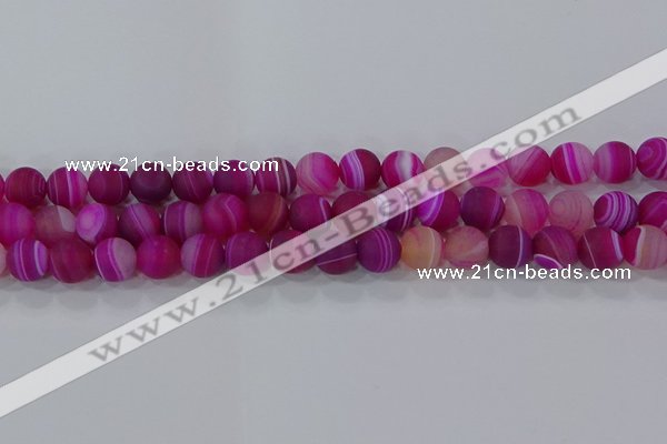 CAG9328 15.5 inches 10mm round matte line agate beads wholesale