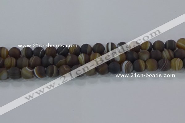 CAG9339 15.5 inches 10mm round matte line agate beads wholesale