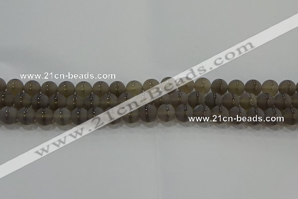 CAG9344 15.5 inches 8mm round matte grey agate beads wholesale