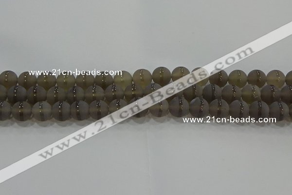 CAG9345 15.5 inches 10mm round matte grey agate beads wholesale