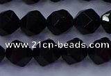 CAG9352 15.5 inches 8mm faceted nuggets black agate beads