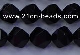 CAG9353 15.5 inches 10mm faceted nuggets black agate beads