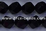 CAG9354 15.5 inches 12mm faceted nuggets black agate beads