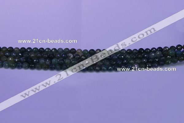 CAG9360 15.5 inches 4mm faceted round moss agate beads wholesale