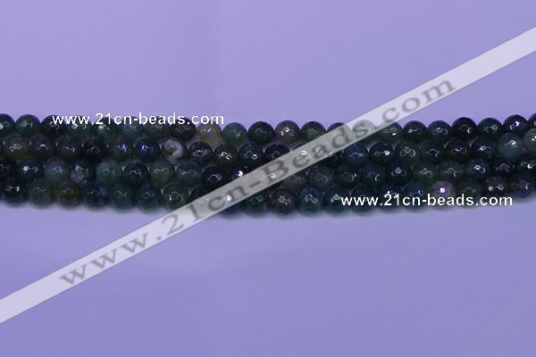 CAG9362 15.5 inches 8mm faceted round moss agate beads wholesale