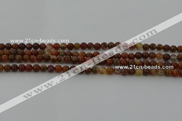 CAG9390 15.5 inches 4mm round red moss agate beads wholesale