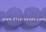 CAG9429 7.5 inches 12mm coin white plated druzy agate beads