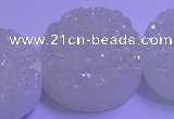 CAG9435 7.5 inches 30mm coin white plated druzy agate beads