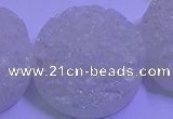 CAG9436 7.5 inches 35mm coin white plated druzy agate beads