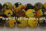 CAG9453 15.5 inches 10mm faceted round fire crackle agate beads