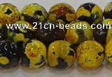 CAG9454 15.5 inches 12mm faceted round fire crackle agate beads