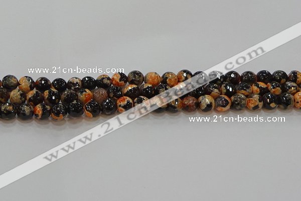 CAG9457 15.5 inches 8mm faceted round fire crackle agate beads