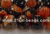 CAG9459 15.5 inches 12mm faceted round fire crackle agate beads