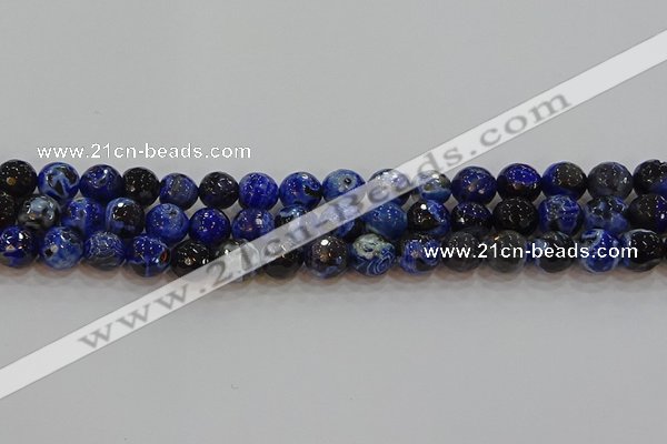 CAG9462 15.5 inches 8mm faceted round fire crackle agate beads