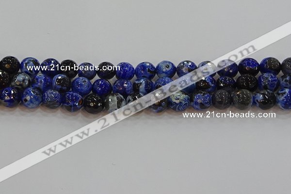 CAG9463 15.5 inches 10mm faceted round fire crackle agate beads