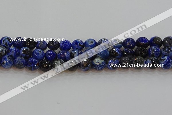 CAG9464 15.5 inches 12mm faceted round fire crackle agate beads