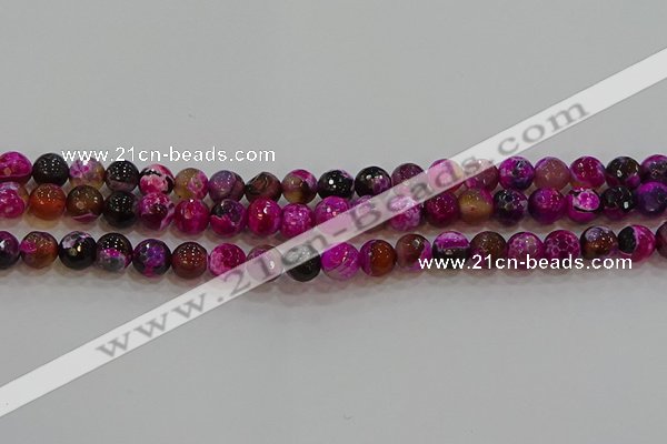 CAG9467 15.5 inches 8mm faceted round fire crackle agate beads