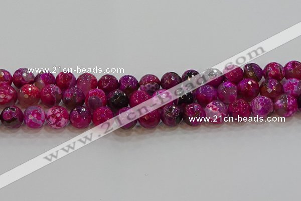 CAG9469 15.5 inches 12mm faceted round fire crackle agate beads