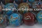 CAG9476 15.5 inches 14mm round blue crazy lace agate beads