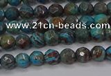 CAG9480 15.5 inches 4mm faceted round blue crazy lace agate beads