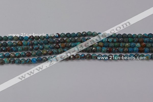 CAG9480 15.5 inches 4mm faceted round blue crazy lace agate beads