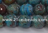 CAG9483 15.5 inches 10mm faceted round blue crazy lace agate beads