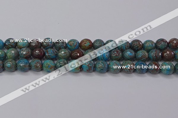 CAG9483 15.5 inches 10mm faceted round blue crazy lace agate beads