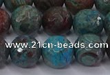 CAG9484 15.5 inches 12mm faceted round blue crazy lace agate beads