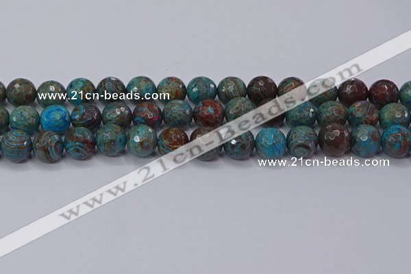 CAG9484 15.5 inches 12mm faceted round blue crazy lace agate beads