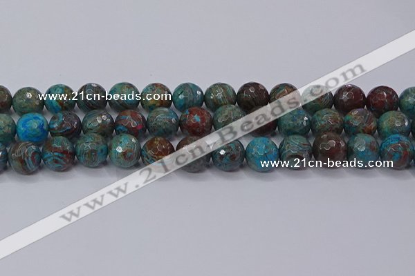 CAG9485 15.5 inches 14mm faceted round blue crazy lace agate beads