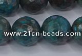 CAG9486 15.5 inches 16mm faceted round blue crazy lace agate beads