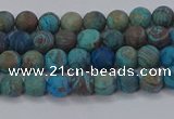 CAG9492 15.5 inches 4mm round matte blue crazy lace agate beads