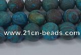 CAG9494 15.5 inches 8mm round matte blue crazy lace agate beads