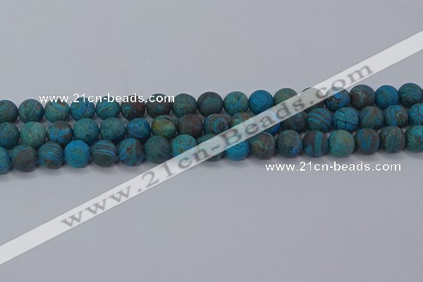 CAG9495 15.5 inches 10mm round matte blue crazy lace agate beads