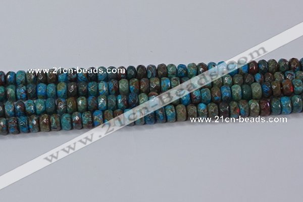 CAG9504 15.5 inches 5*8mm faceted rondelle blue crazy lace agate beads