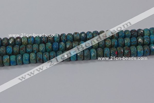 CAG9505 15.5 inches 6*10mm faceted rondelle blue crazy lace agate beads