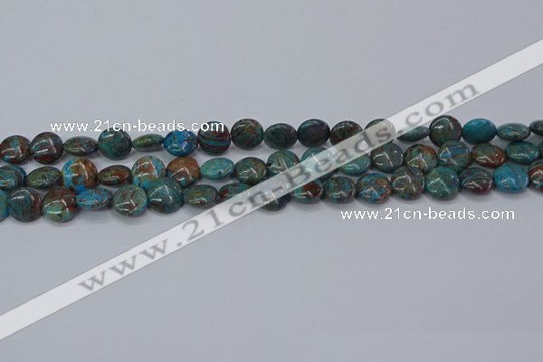 CAG9513 15.5 inches 10mm flat round blue crazy lace agate beads