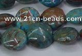 CAG9515 15.5 inches 14mm flat round blue crazy lace agate beads