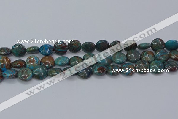 CAG9515 15.5 inches 14mm flat round blue crazy lace agate beads