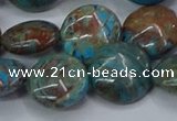 CAG9516 15.5 inches 16mm flat round blue crazy lace agate beads